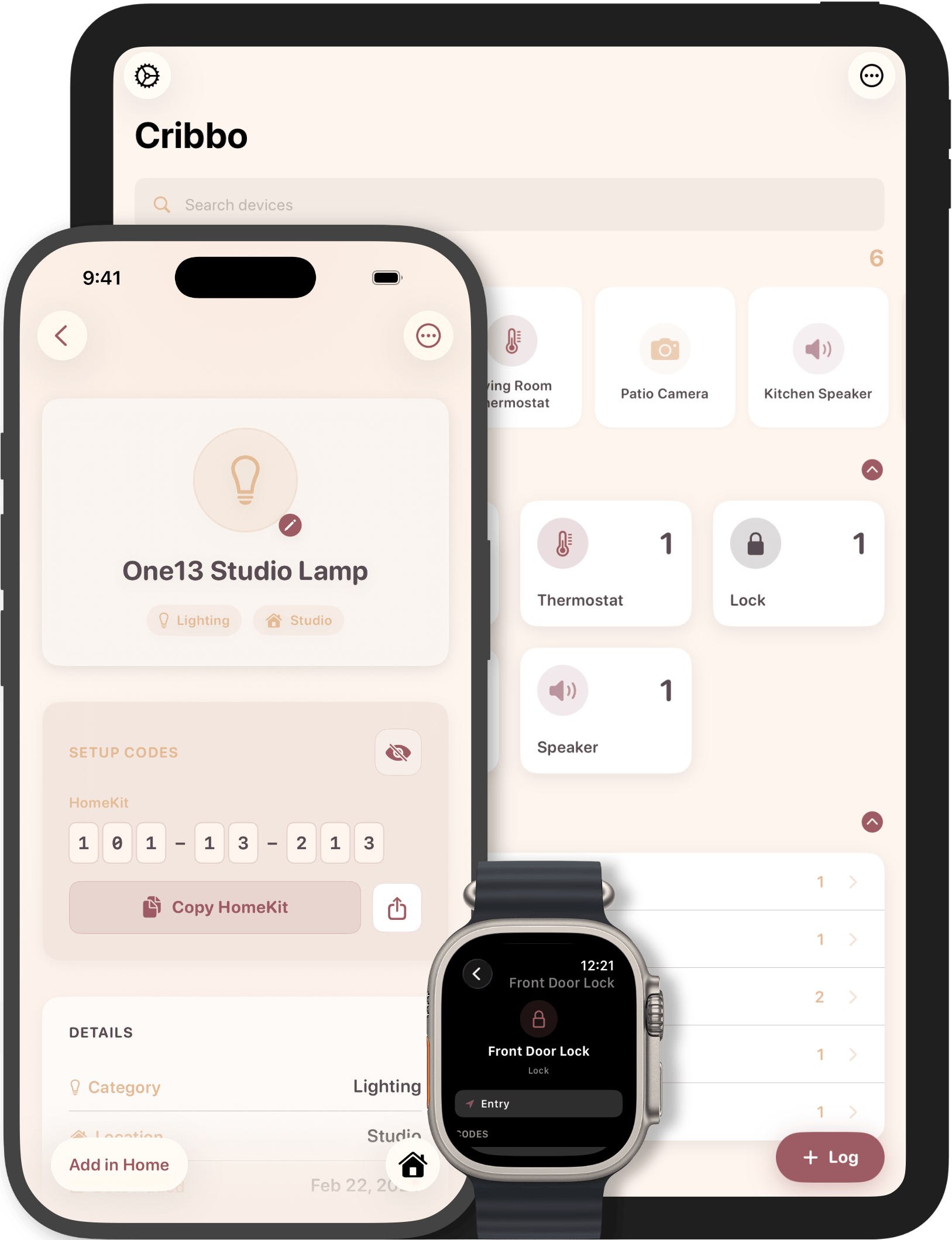 Cribbo running on iPhone, iPad, and Apple Watch